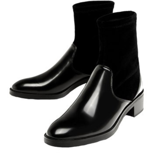 zara black flat boots